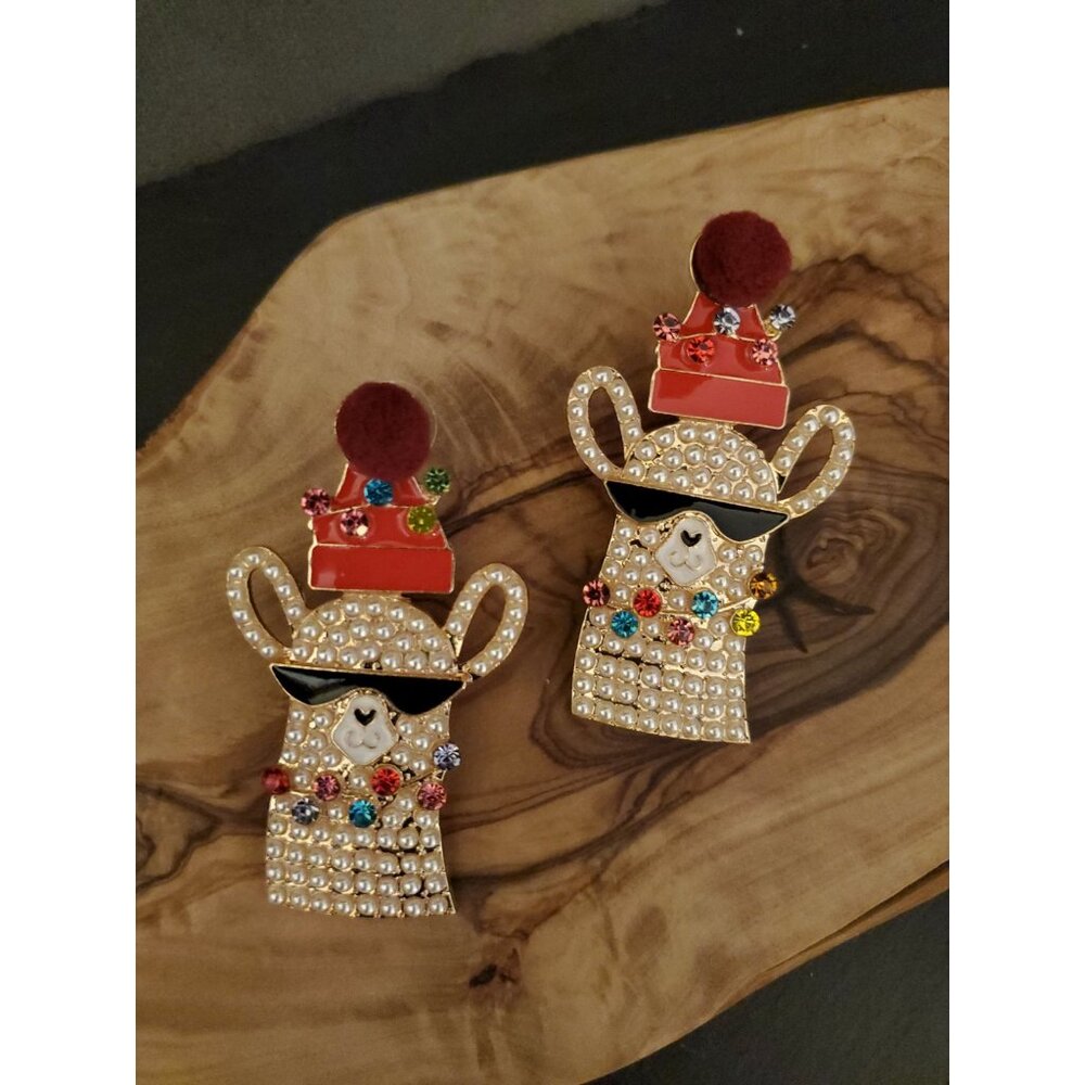 Christmas Llama Earrings | Holiday Jewelry | Cute Festive Stocking Stuffer